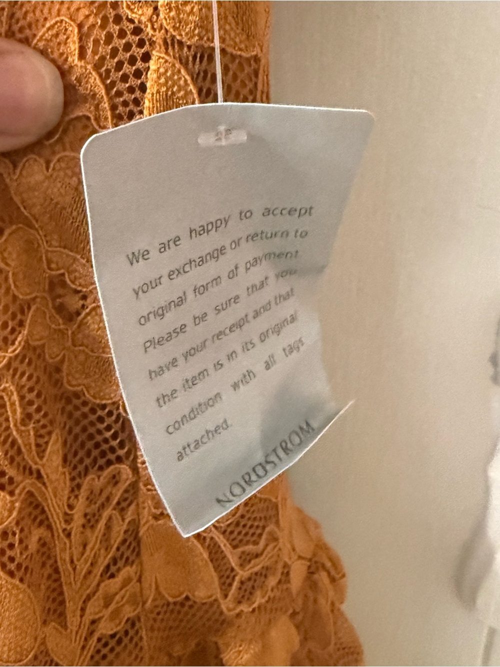 Nordstrom Rust Lace Ruffled Hem Mini Dress - Picture 3 of 8
